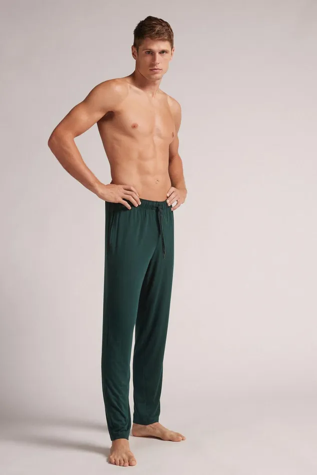 Intimissimi Pants Men Silk And Modal Trousers Green 132j 8211 Verde Scuro