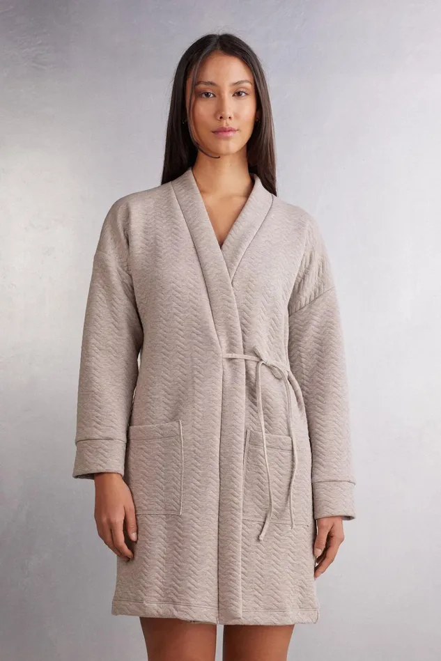 Intimissimi Robes Kimonos Women Soft Chevron Robe Beige 775j 8211 Brown Melange Intimissimi Robes Kimonos Women Soft Chevron Robe Beige 775j 8211 Brown Melange