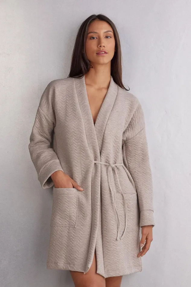 Intimissimi Robes Kimonos Women Soft Chevron Robe Beige 775j 8211 Brown Melange