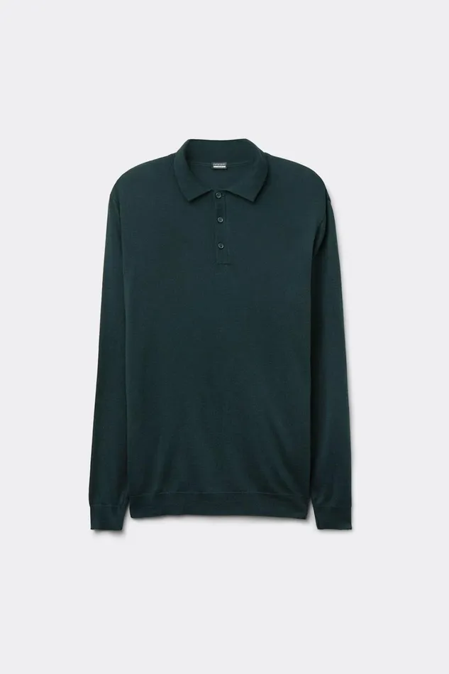 Intimissimi Sweatshirts Men Long Sleeve Knit Polo Green 132j 8211 Verde Scuro