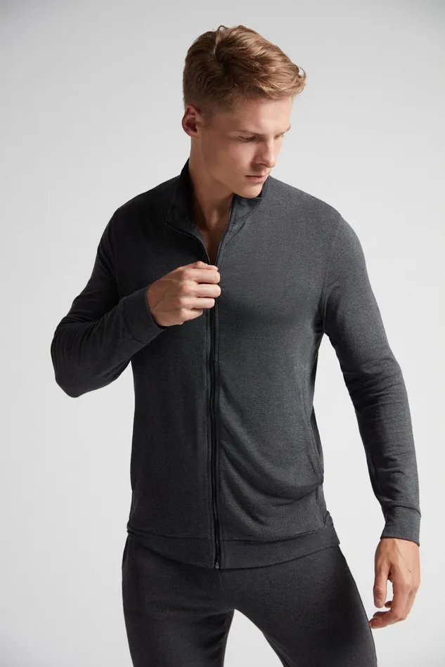 Intimissimi Sweatshirts Men Silk And Modal ZipUp Sweatshirt Grey 040 8211 Dark Grey Blend
