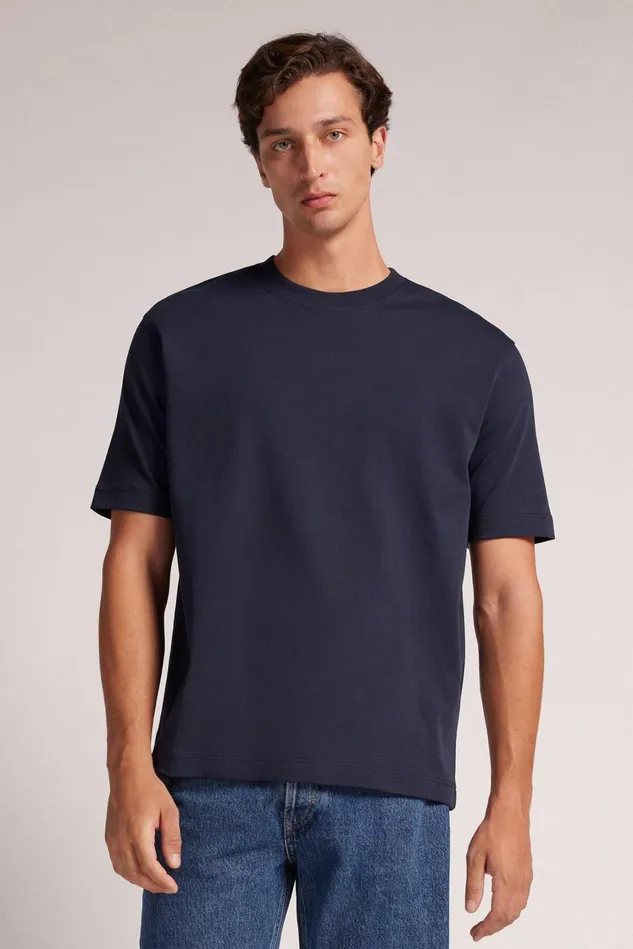 Intimissimi TShirts Polos Men Cotton Interlock Oversized TShirt Blue 800 8211 Blu Notte