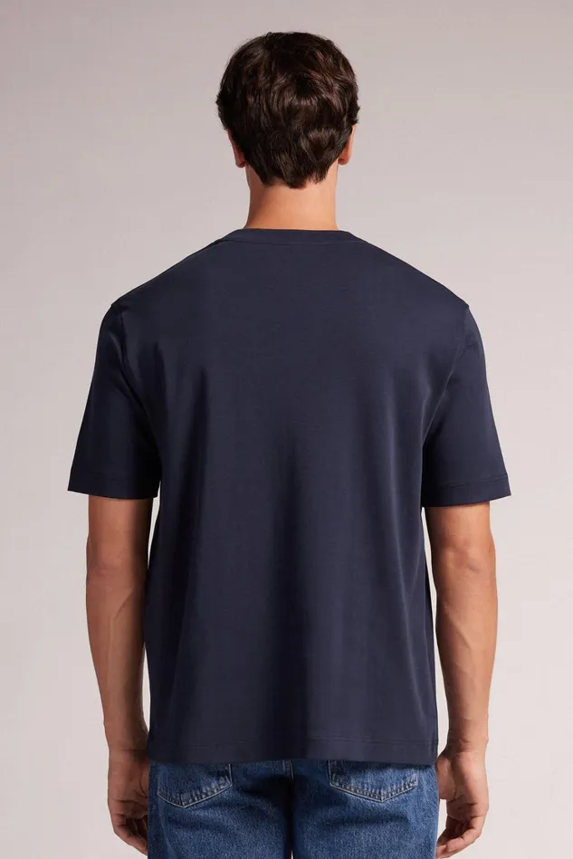 Intimissimi TShirts Polos Men Cotton Interlock Oversized TShirt Blue 800 8211 Blu Notte