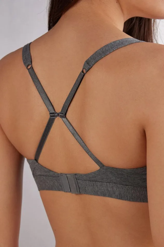 Intimissimi Triangle Women Lara Cotton Triangle Bra Grey 616i 8211 Cloud Grey Blend