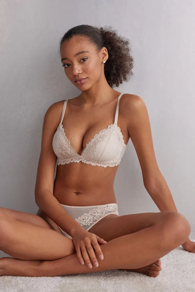Intimissimi Triangle Women Pretty Flowers Tiziana Triangle Bra Natural 2280 8211 Avorio Crema