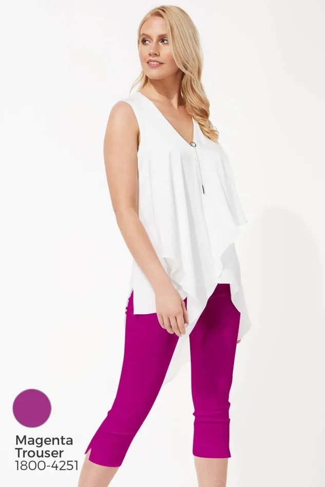 Ivory Sleeveless Asymmetric Necklace Trim Top Women Roman Tops