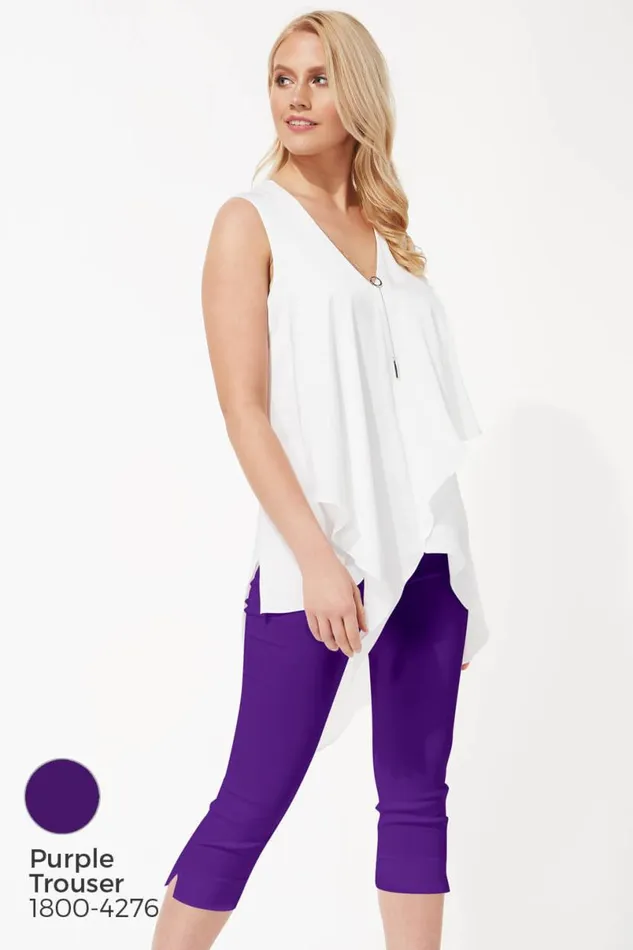 Ivory Sleeveless Asymmetric Necklace Trim Top Women Roman Tops
