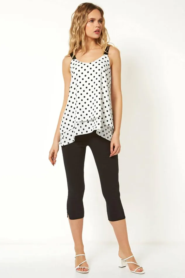 Ivory Spot Double Layer Vest Top Women Roman Tops