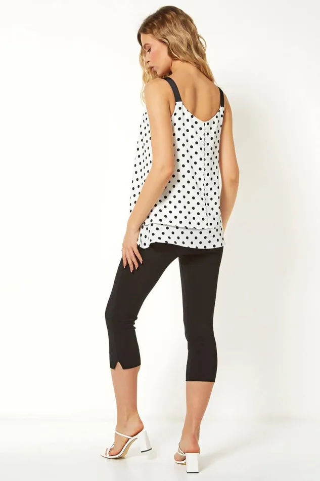 Ivory Spot Double Layer Vest Top Women Roman Tops