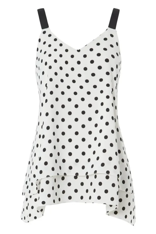 Ivory Spot Double Layer Vest Top Women Roman Tops