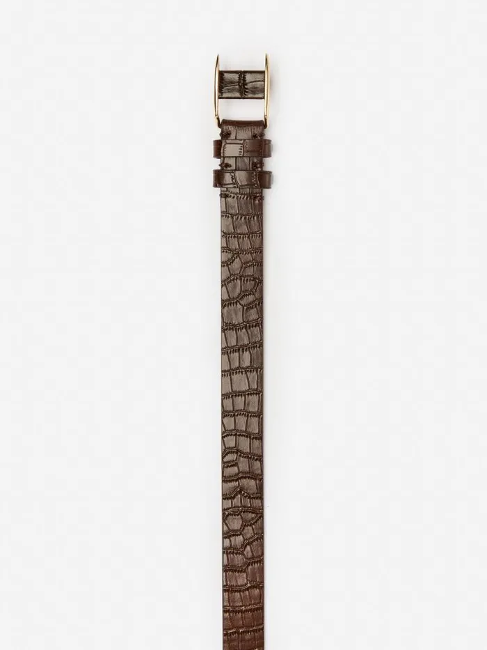 JMcLaughlin Allegra Leather Belt In Croc Chocolate Women Belts