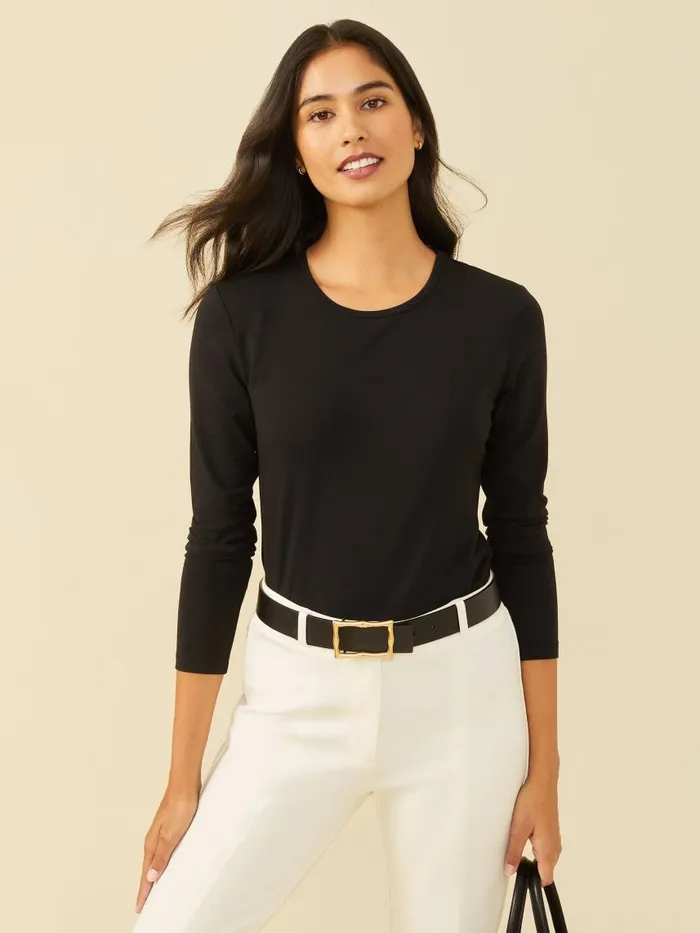 JMcLaughlin Allie Long Sleeve Tee Black Women Shirts and Tops JMcLaughlin Allie Long Sleeve Tee Black Women Shirts and Tops