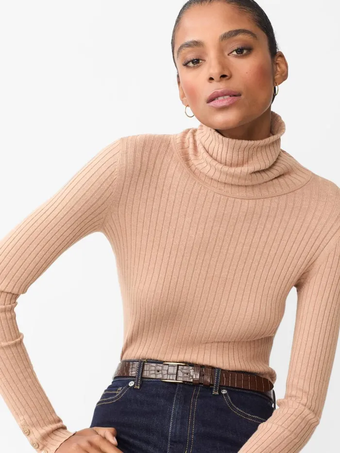 JMcLaughlin Arlette Turtleneck Heather Camel Women Sweaters