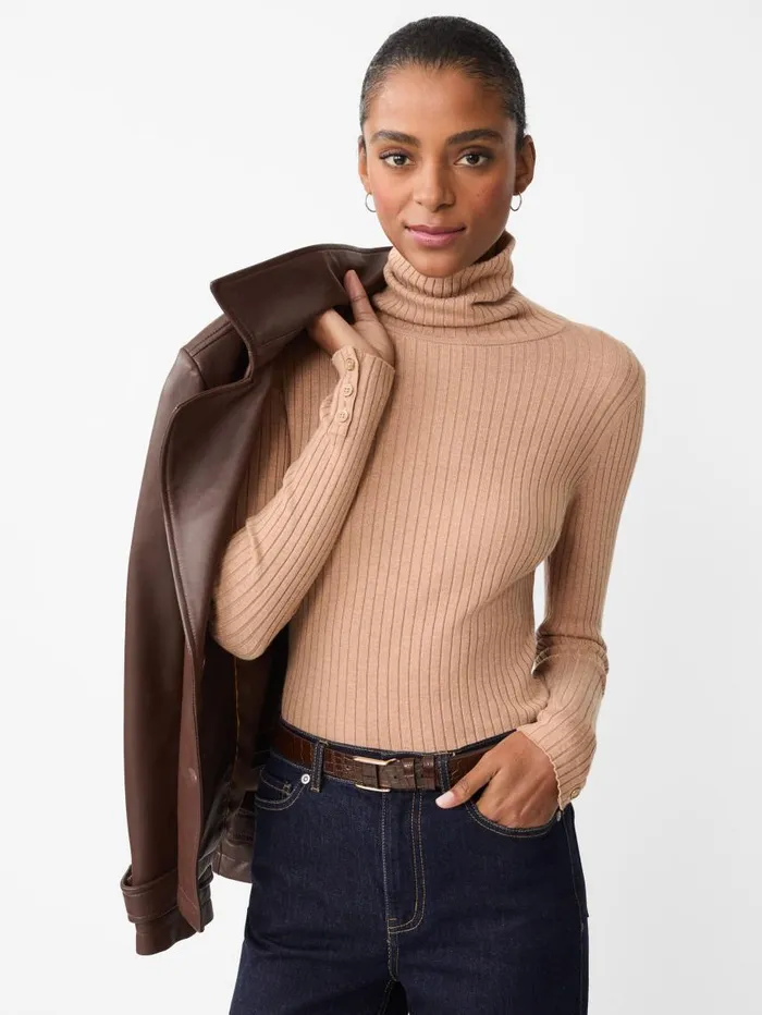 JMcLaughlin Arlette Turtleneck Heather Camel Women Sweaters JMcLaughlin Arlette Turtleneck Heather Camel Women Sweaters