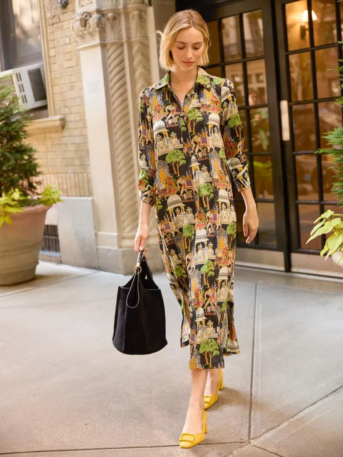 JMcLaughlin Belle Dress In Palace Pictorial Blackmulti Women Dresses