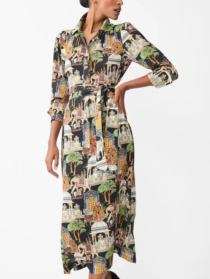 JMcLaughlin Belle Dress In Palace Pictorial Blackmulti Women Dresses JMcLaughlin Belle Dress In Palace Pictorial Blackmulti Women Dresses