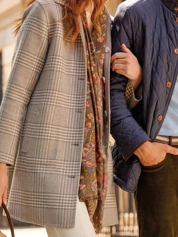 JMcLaughlin Frade Reversible Wool Coat In Glen Plaid Off Whitegray Women Jackets and Outerwear