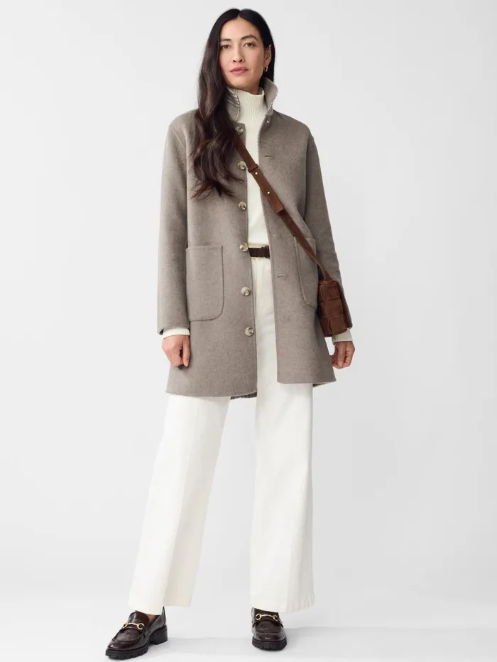 JMcLaughlin Frade Reversible Wool Coat In Glen Plaid Off Whitegray Women Jackets and Outerwear JMcLaughlin Frade Reversible Wool Coat In Glen Plaid Off Whitegray Women Jackets and Outerwear