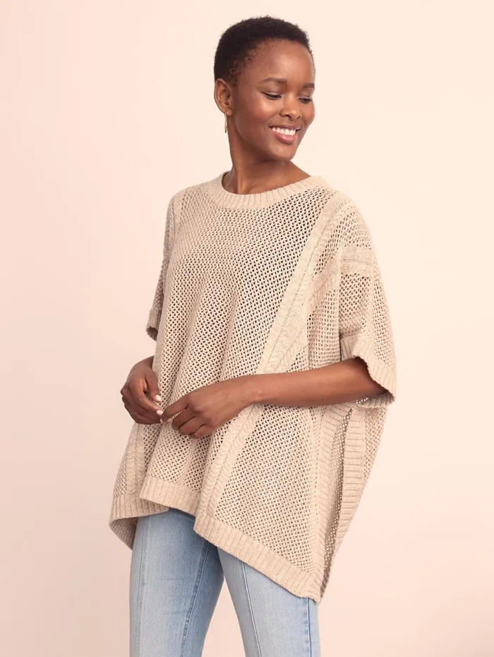 JMcLaughlin Katja Poncho Sandoff White Women Jackets and Outerwear JMcLaughlin Katja Poncho Sandoff White Women Jackets and Outerwear
