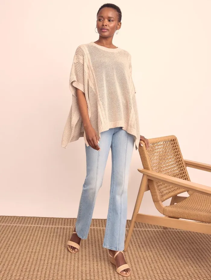 JMcLaughlin Katja Poncho Sandoff White Women Jackets and Outerwear JMcLaughlin Katja Poncho Sandoff White Women Jackets and Outerwear