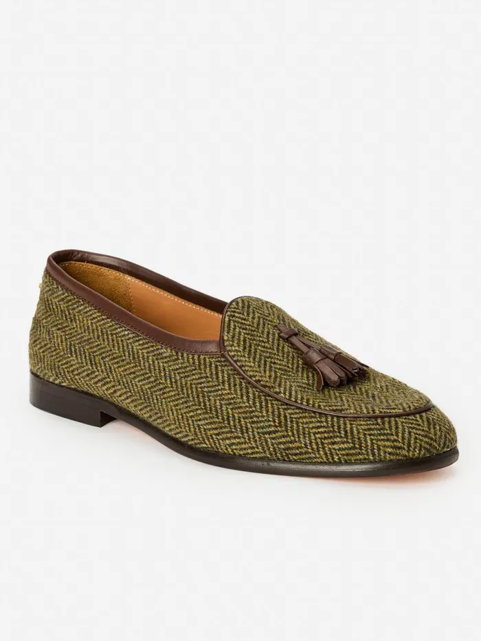 JMcLaughlin Oskar Loafers In Herringbone Brown Men Loafers