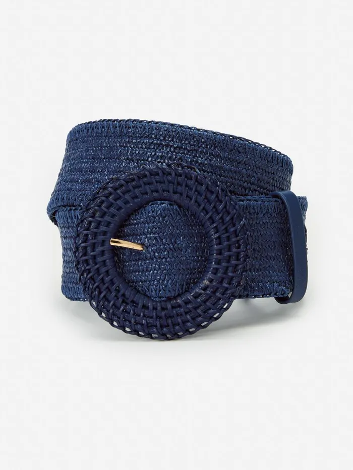 JMcLaughlin Popie Grasscloth Belt Navy Women Belts