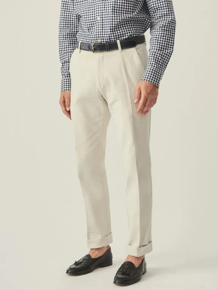 JMcLaughlin Redding StraightFit Chino Pants In Italian Moleskin Stone Men Pants
