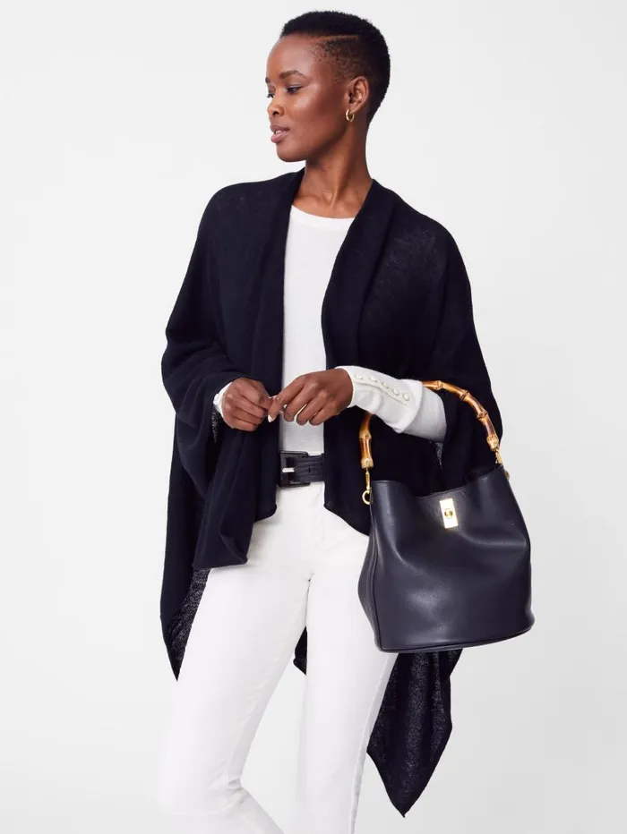 JMcLaughlin Rossi Cashmere Wrap Black Women Jackets and Outerwear