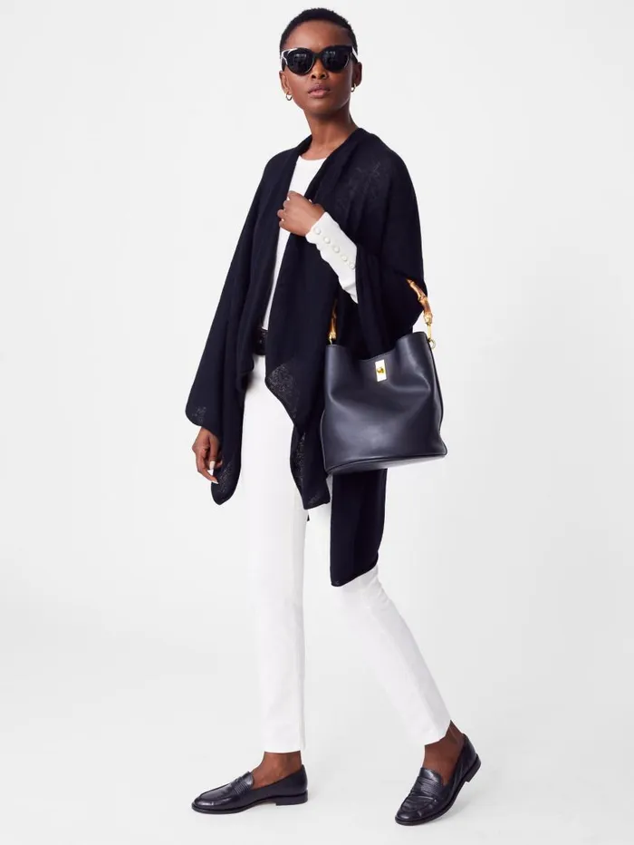 JMcLaughlin Rossi Cashmere Wrap Black Women Jackets and Outerwear JMcLaughlin Rossi Cashmere Wrap Black Women Jackets and Outerwear