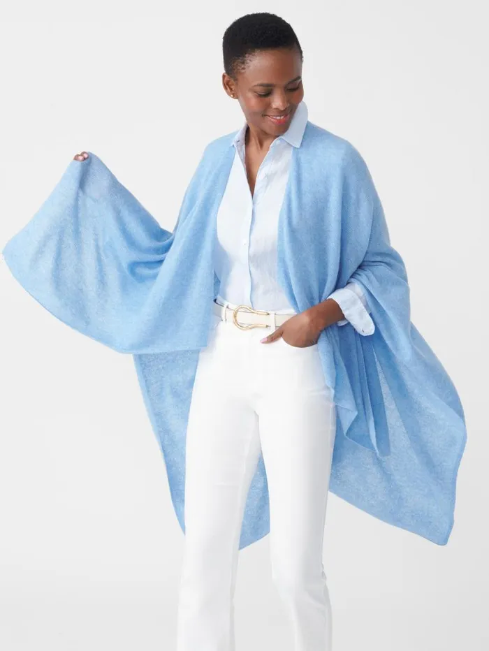 JMcLaughlin Rossi Cashmere Wrap Indigo Blue Women Jackets and Outerwear