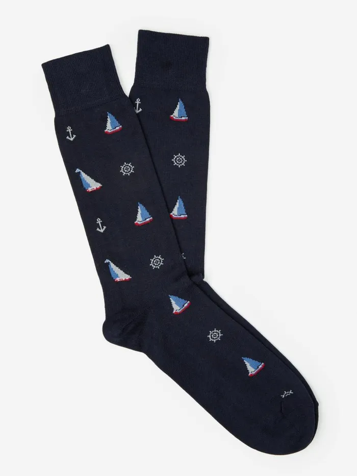 JMcLaughlin Socks In Sailboat Blue Men Socks