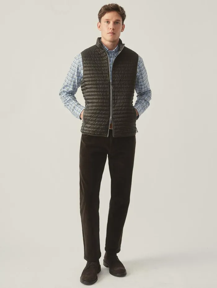 JMcLaughlin Traveler Quilted Vest Dark Olive Men Jackets and Outerwear JMcLaughlin Traveler Quilted Vest Dark Olive Men Jackets and Outerwear