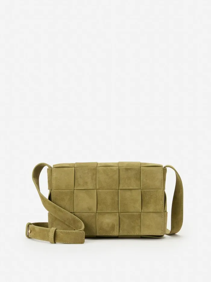 JMcLaughlin Una Woven Suede Crossbody Sage WomenMen Mini Totes and Crossbody Bags