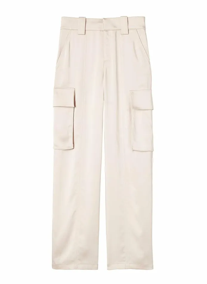 Jackets and Coats Women ALC Bryan Satin Cargo Pant Light Buff Jackets and Coats Women ALC Bryan Satin Cargo Pant Light Buff