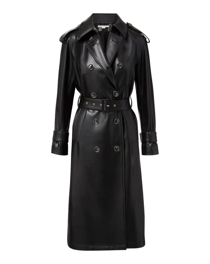 Jackets and Outerwear ShopJackets Veronica Beard Conneley Vegan Leather Dickey Trench Coat Black