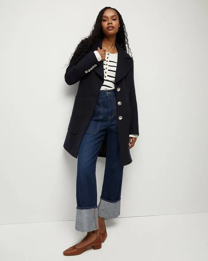 Jackets and Outerwear ShopJackets Veronica Beard Grover WaterRepellent Coat Navy Multi
