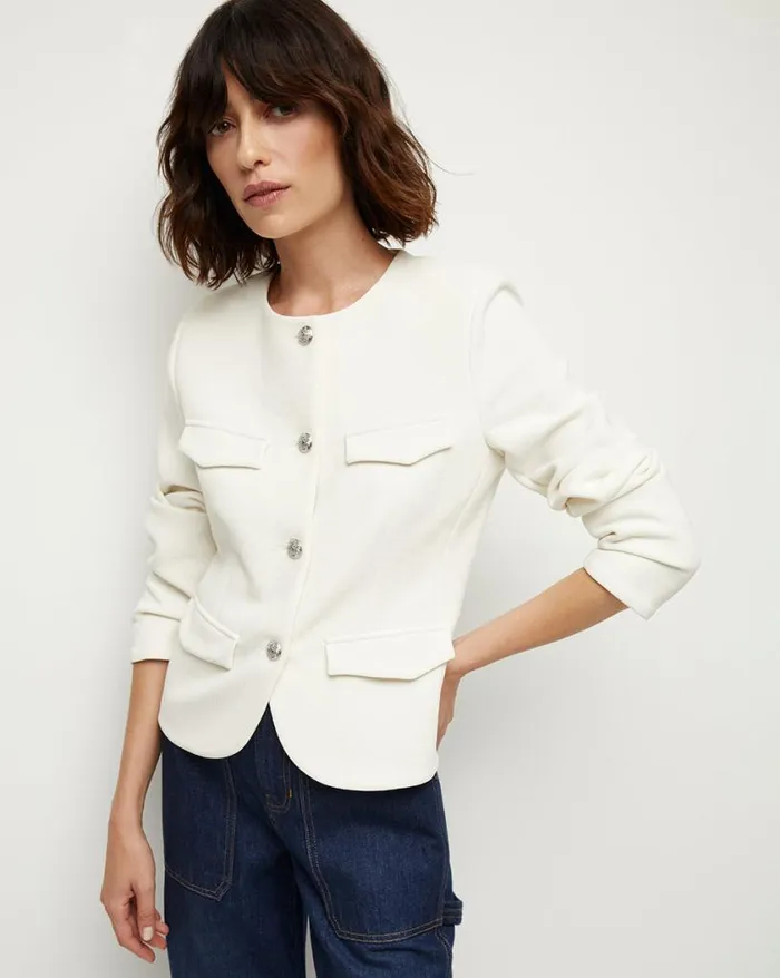 Jackets and Outerwear Shop Veronica Beard Kensington Knit Jacket Ivory