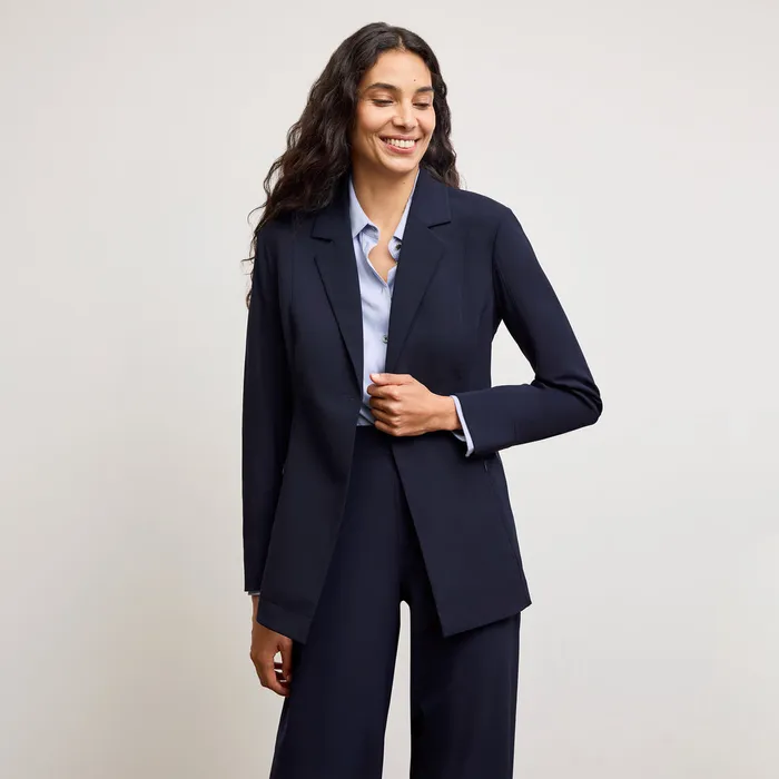 Jackets Women M M LaFleur The Moreland Travel Blazer 8211 OrigamiTech Dark Navy