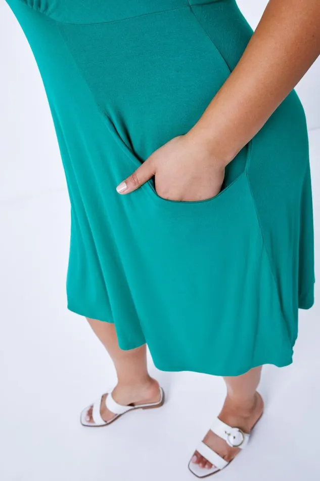 Jade Curve Strappy Pocket Sun Dress Women Roman Dresses