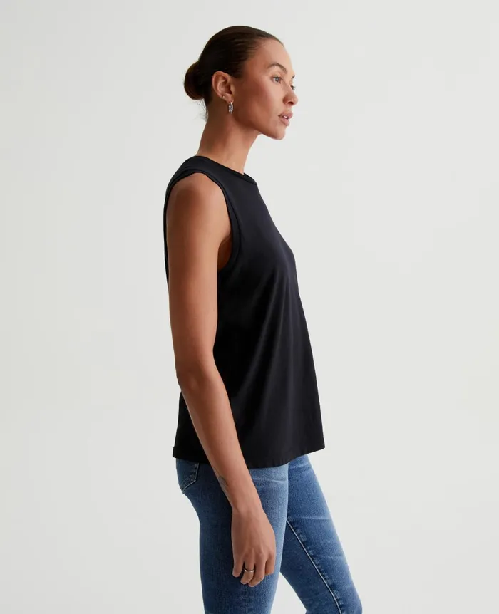 Jagger Muscle Tank True Black Women AG Jeans Tees and Tanks