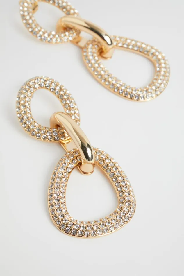 Jewellery Woman Seed Heritage Crystal Link Earring Gold