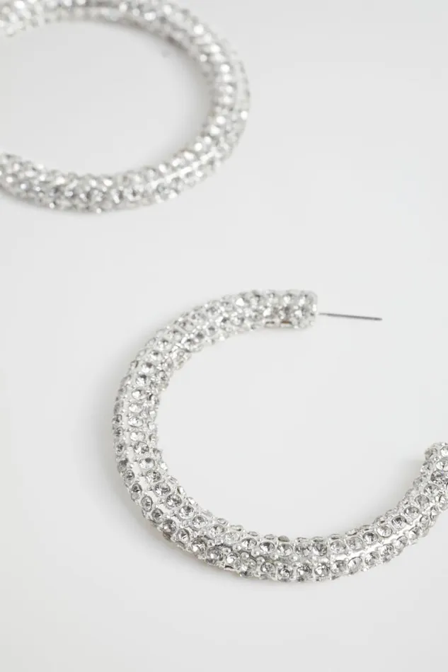 Jewellery Woman Seed Heritage Large Pave Hoop Silver