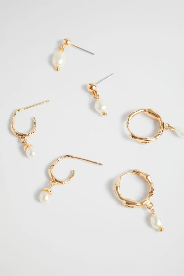 Jewellery Woman Seed Heritage Multi Pearl Ear Pack Gold