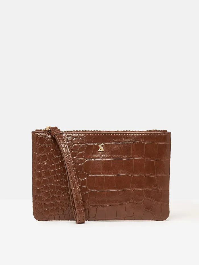 Joules Bags Brown Faux Leather Croc Effect Wrist Purse 8211 Women