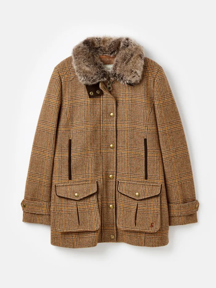 Joules Coats and Jackets Brown Tweed Jacket With Removable Quilted Gilet 8211 Women