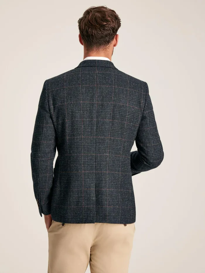 Joules Coats and Jackets Navy Blue Check Wool Rich Blazer 8211 Men