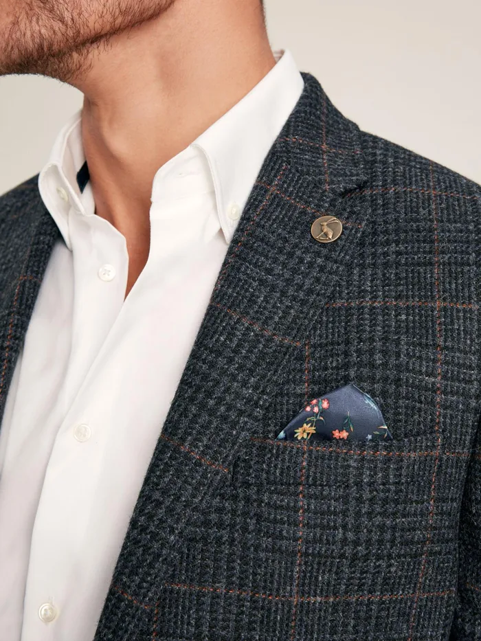 Joules Coats and Jackets Navy Blue Check Wool Rich Blazer 8211 Men