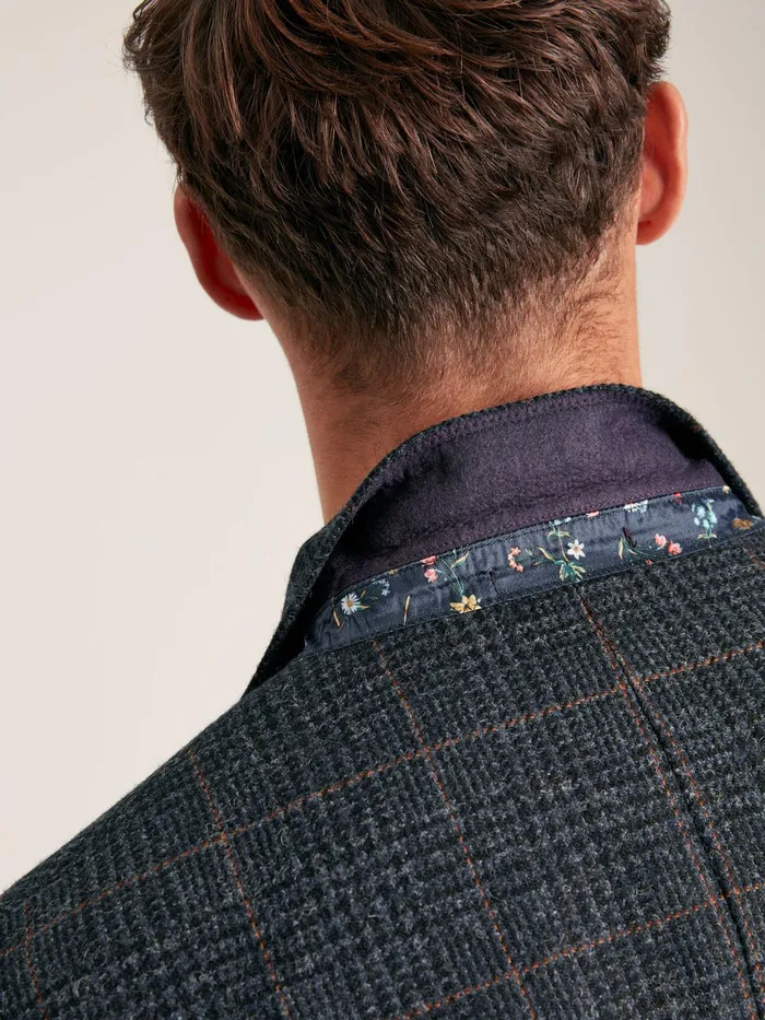 Joules Coats and Jackets Navy Blue Check Wool Rich Blazer 8211 Men