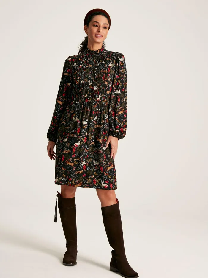 Joules Dresses Black Dress With Frilled Neck 8211 Women