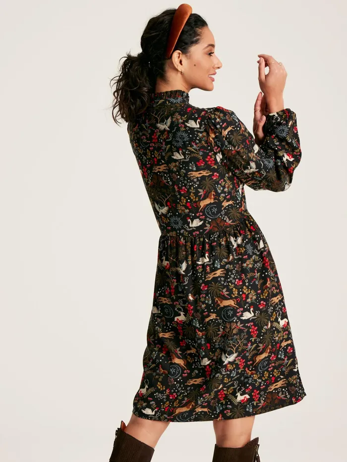 Joules Dresses Black Dress With Frilled Neck 8211 Women